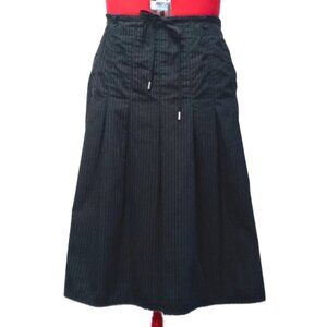 H&M Black Pinstripe Skirt With Box Pleats And Tie Belt US 12